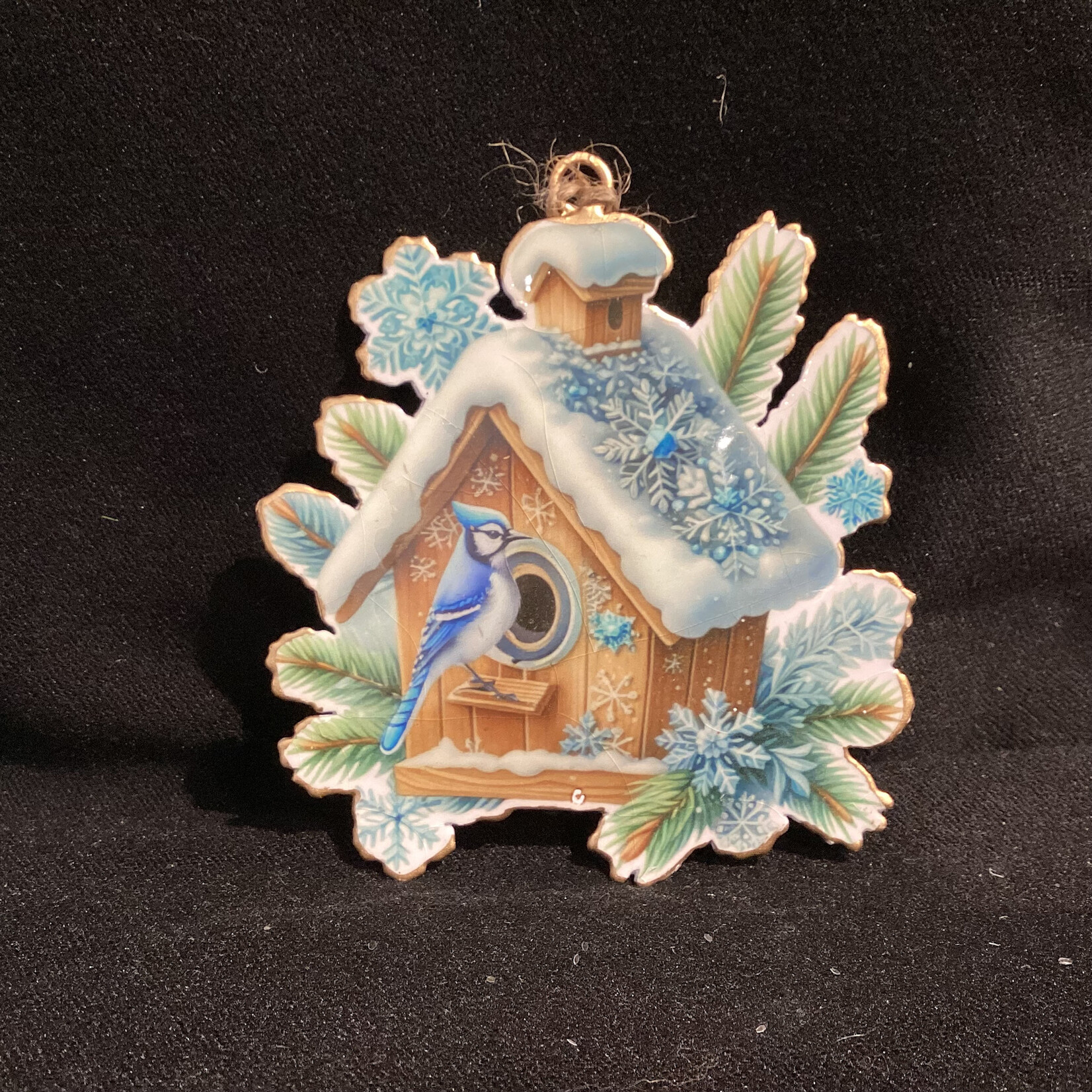 Metal Blue Jay Birdhouse Orn