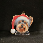 Metal Yorkie w/Santa Hat Orn