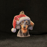 **Metal Dachshund w/Santa Hat Orn