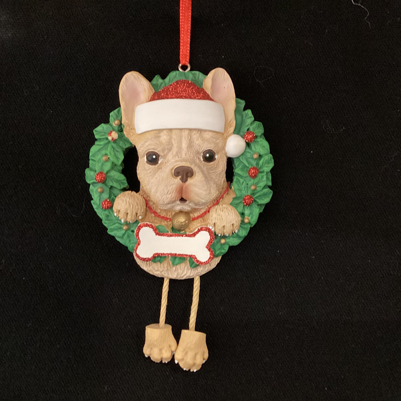 French Bulldog in Wreath Orn