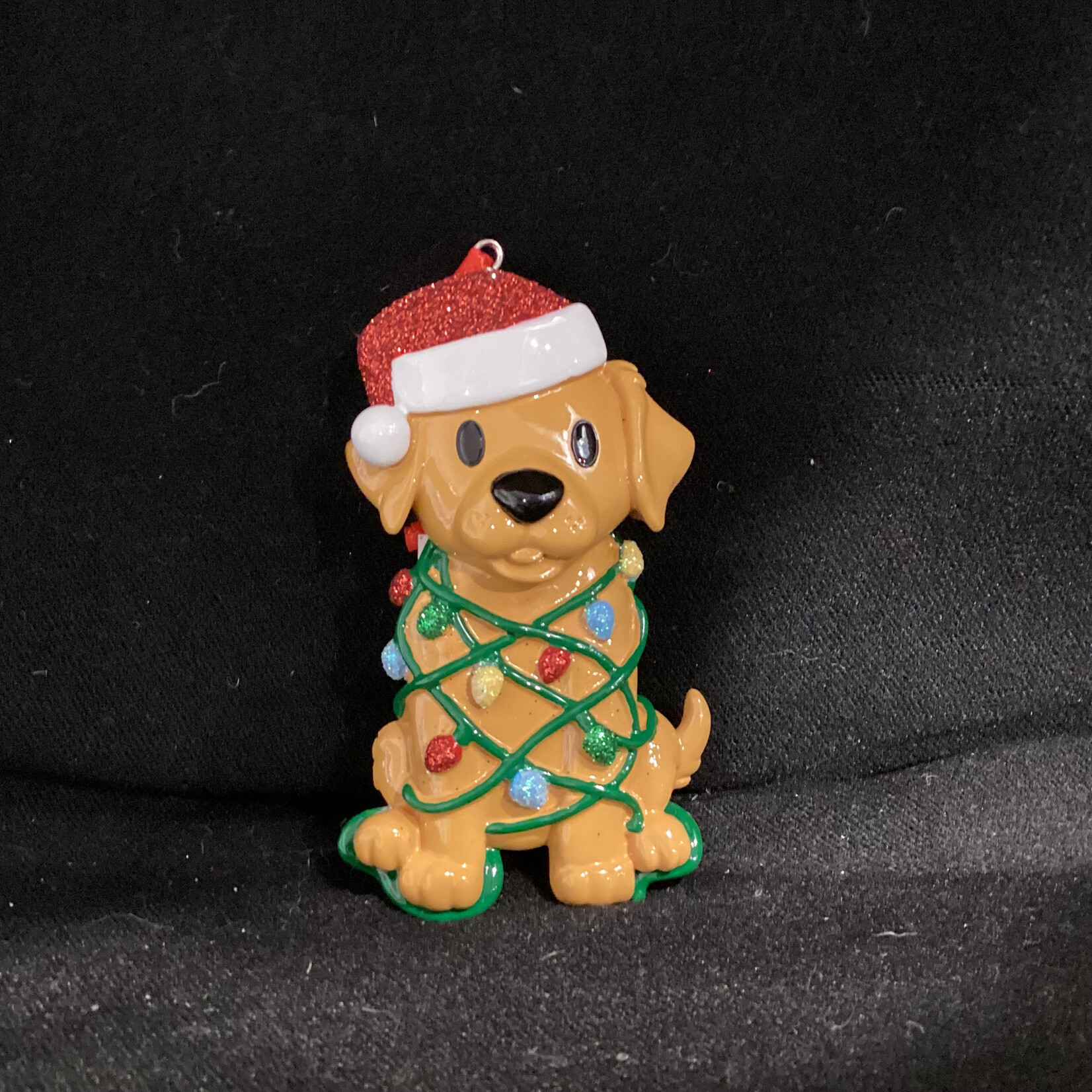**Dog Tangled in Lights Orn