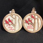 **Wood Disc Cardinal Orn 2A