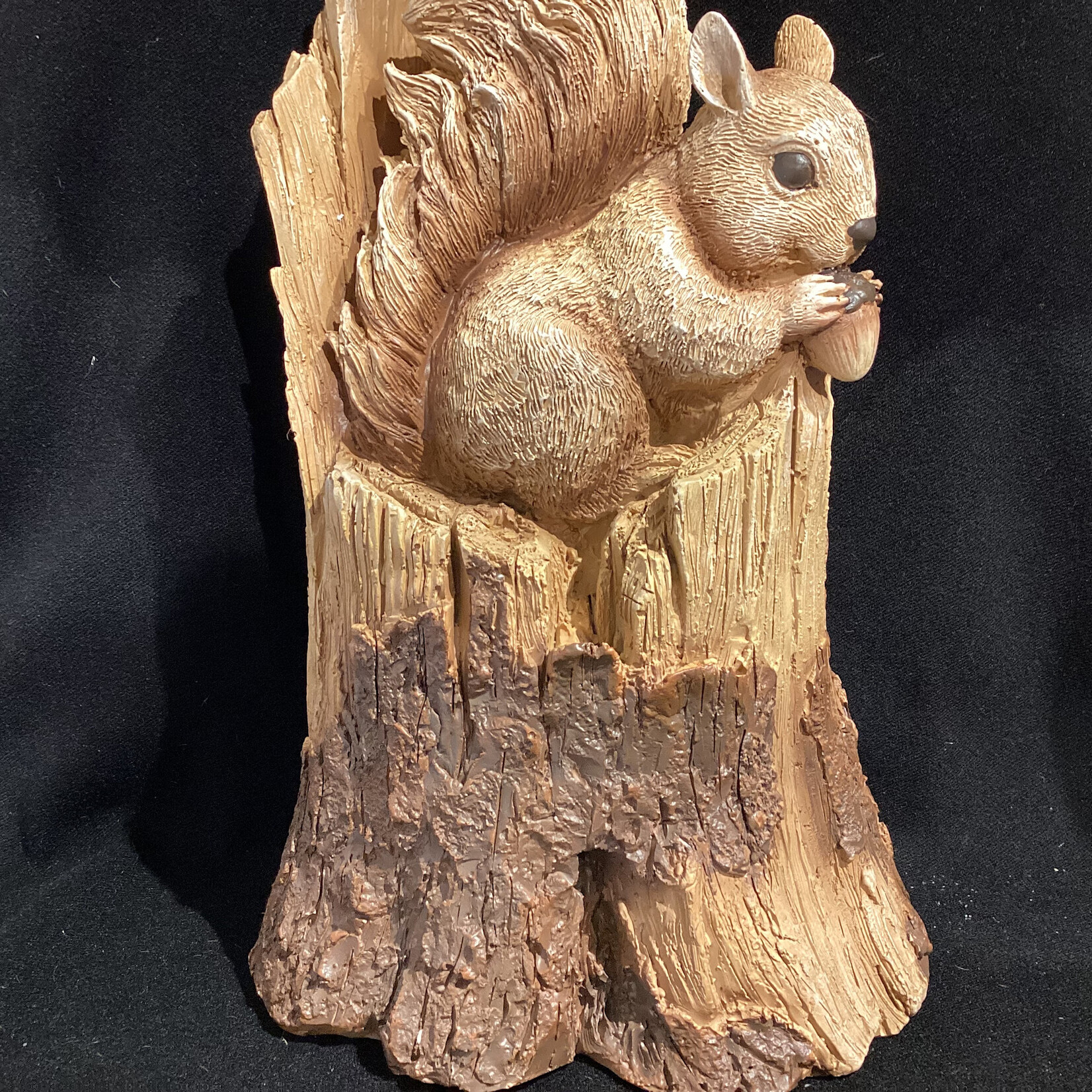 **Squirrel in Log Figurine