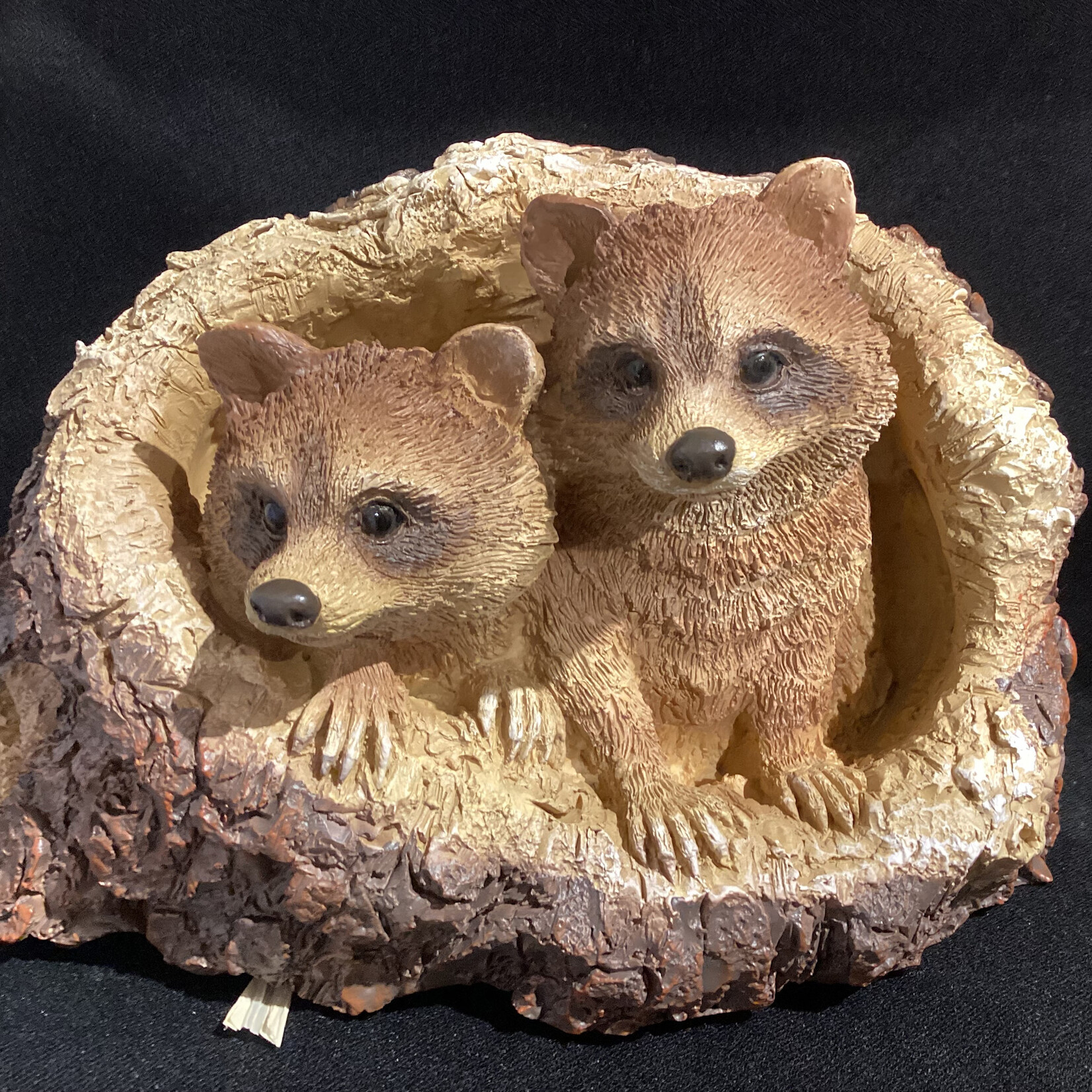 **Raccoons in Log Figurine
