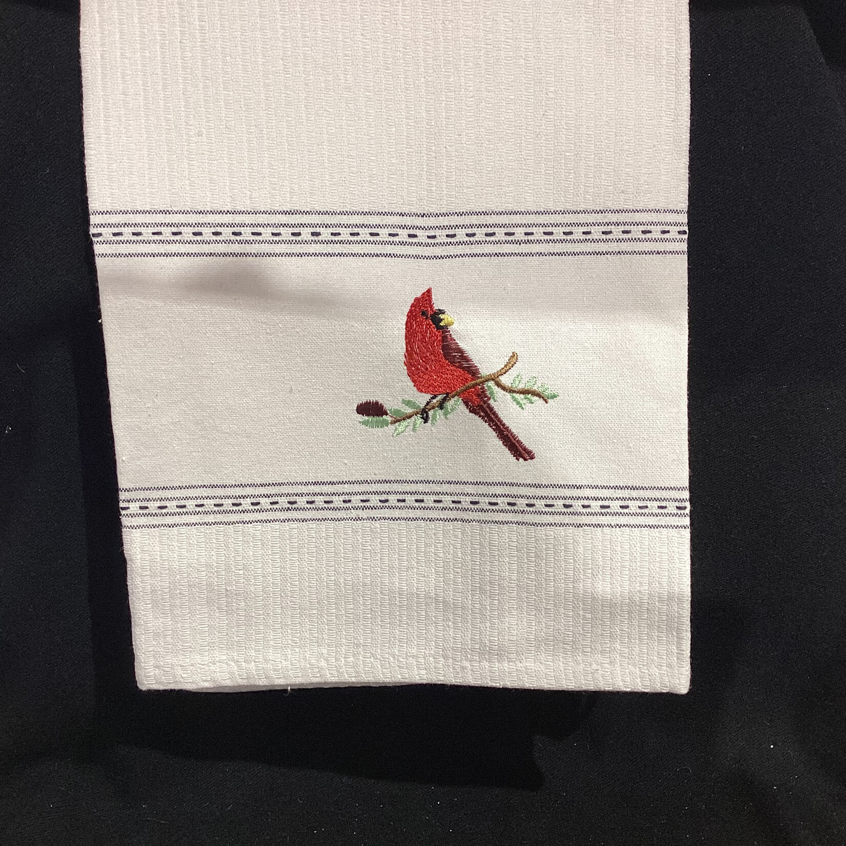 **White Tea Towel w/Cardinal