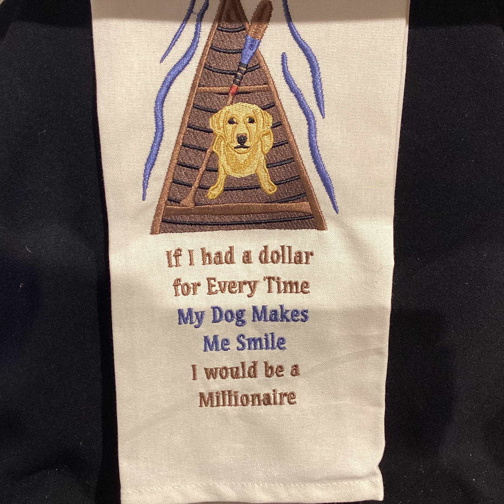 **My Dog Makes Me Smile Tea Towel