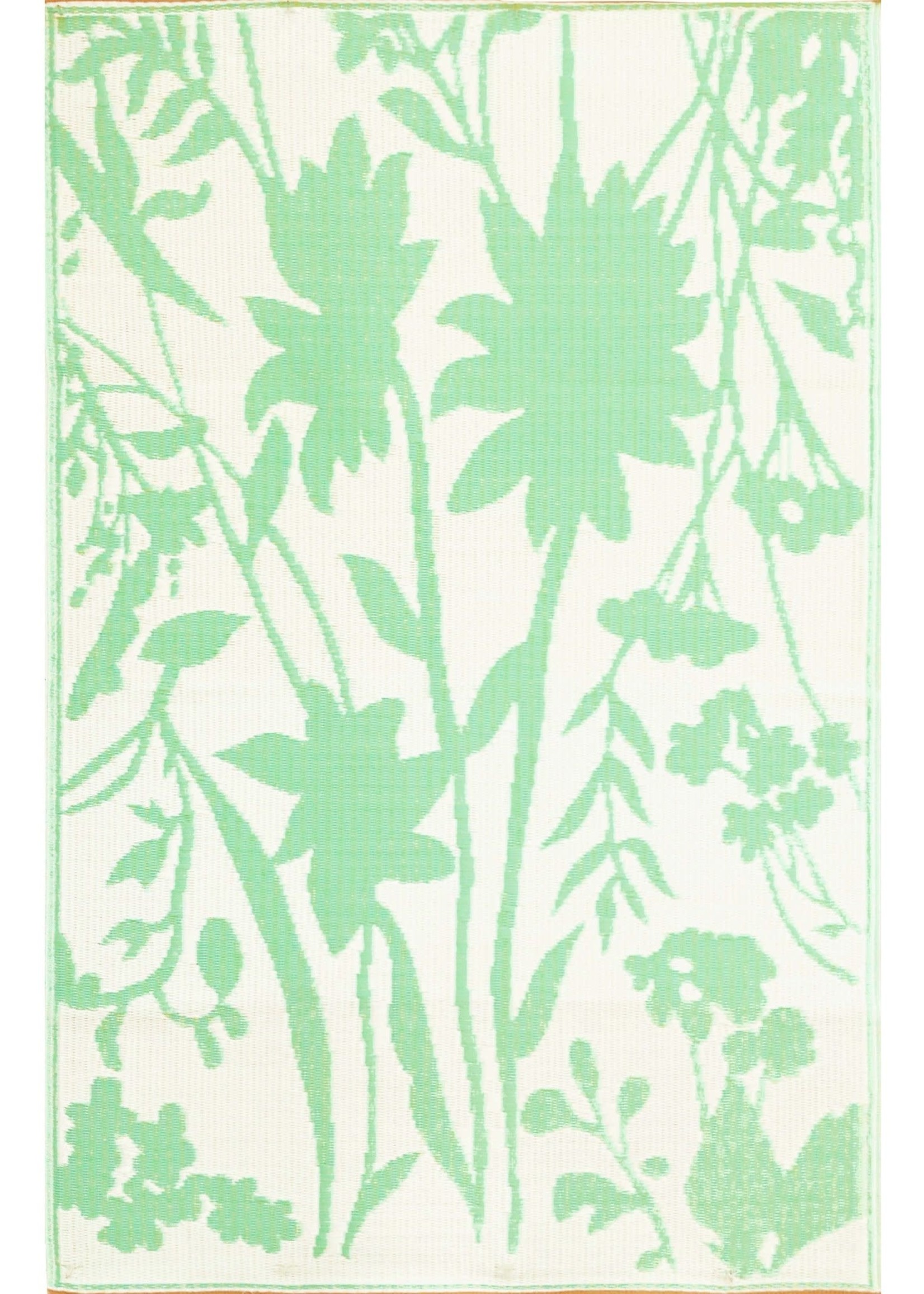 *5x8' Cream/Mint Green Bellingrath Outdoor Rug-Avocado