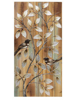 *24x47" Birds in Tree Wdn Slat Painting-Splash