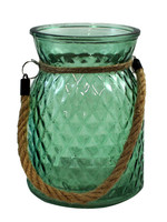 *Green Glass Jar w/Rope Handle-Splash