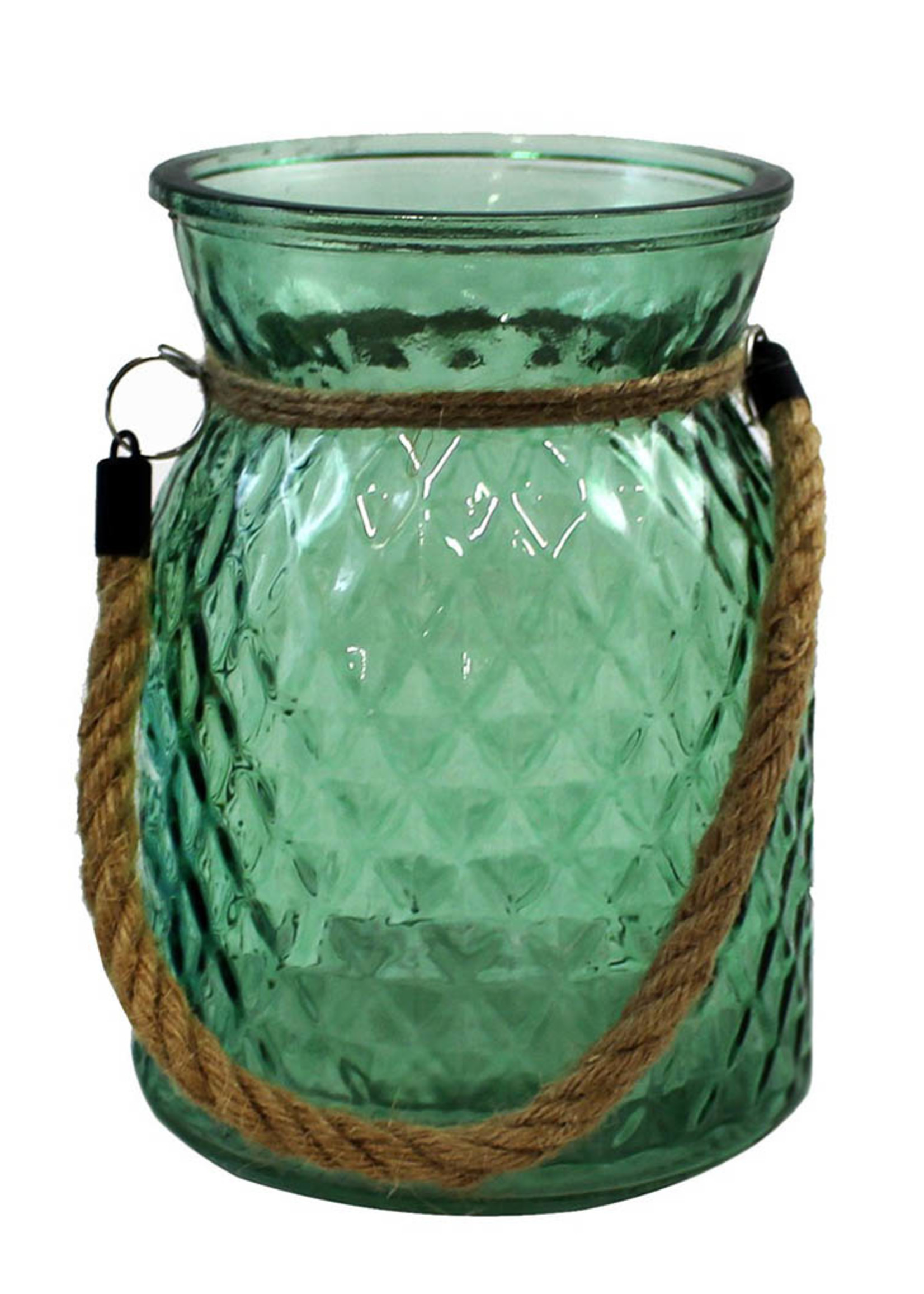 *Green Glass Jar w/Rope Handle-Splash