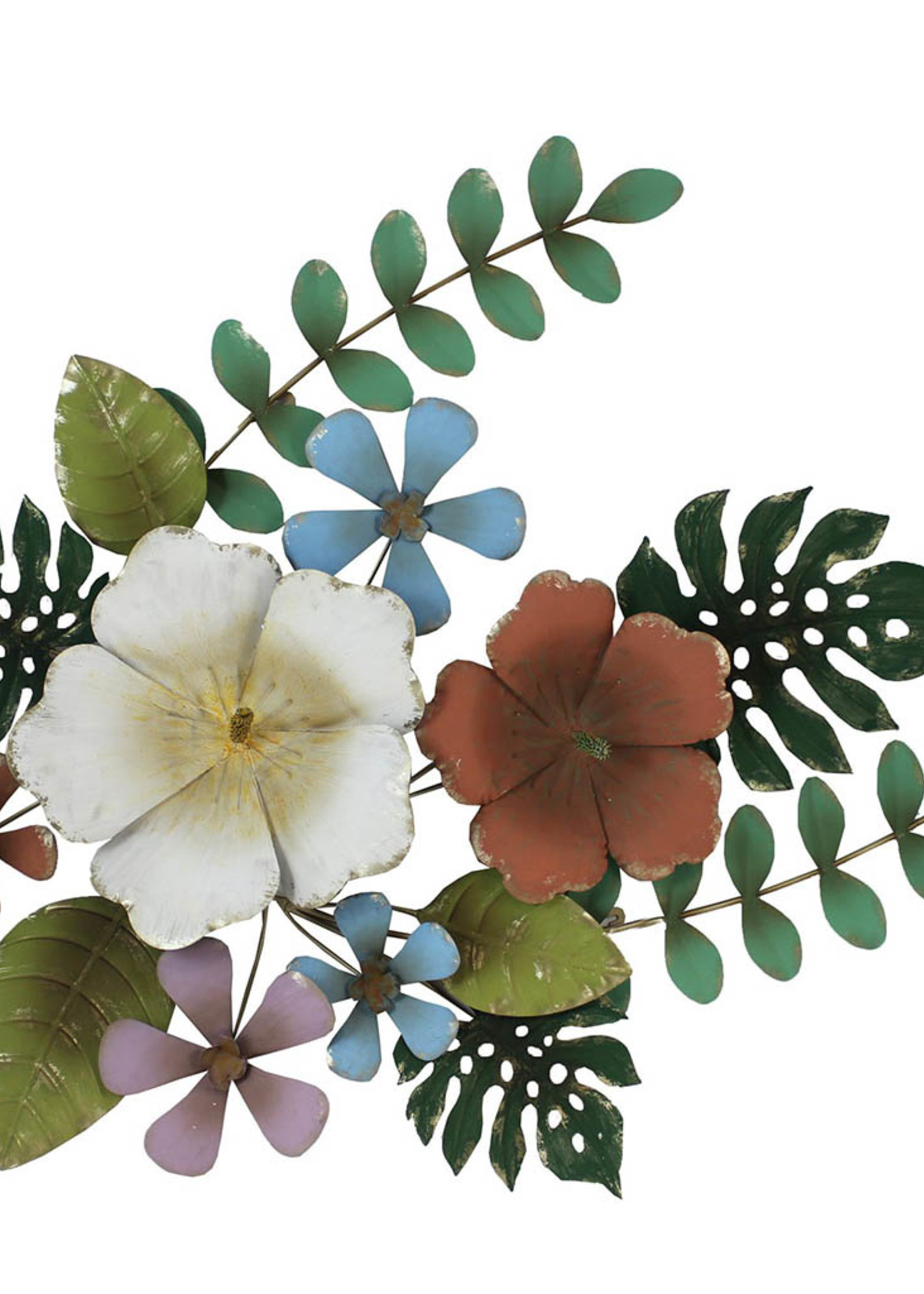 *Large Metal Flower and Leaves Wall Art-Splash