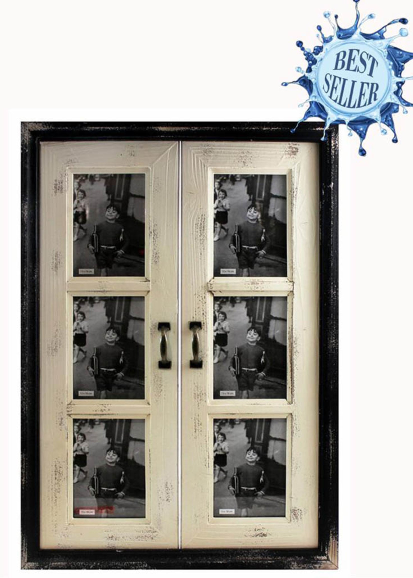 *Double Door 6 Picture Distressed Frame-Splash