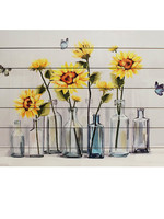 *Wooden Plank Sunflowers in Vases Picture-Splash