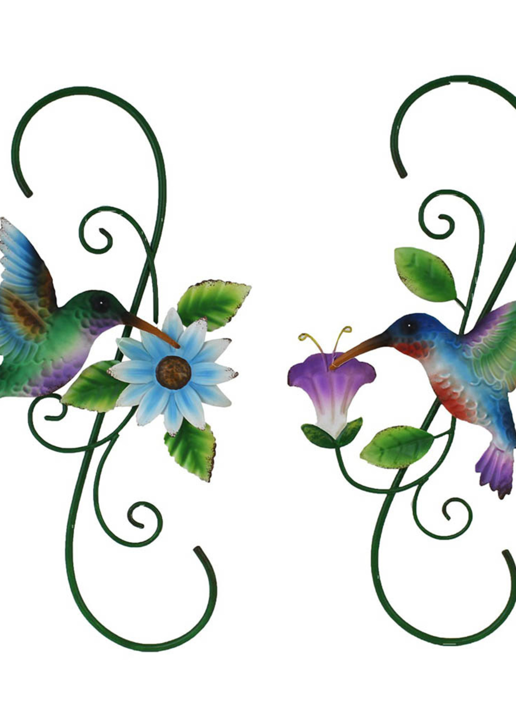 *Metal Hummingbird with sm Flower Wall Art-Splash