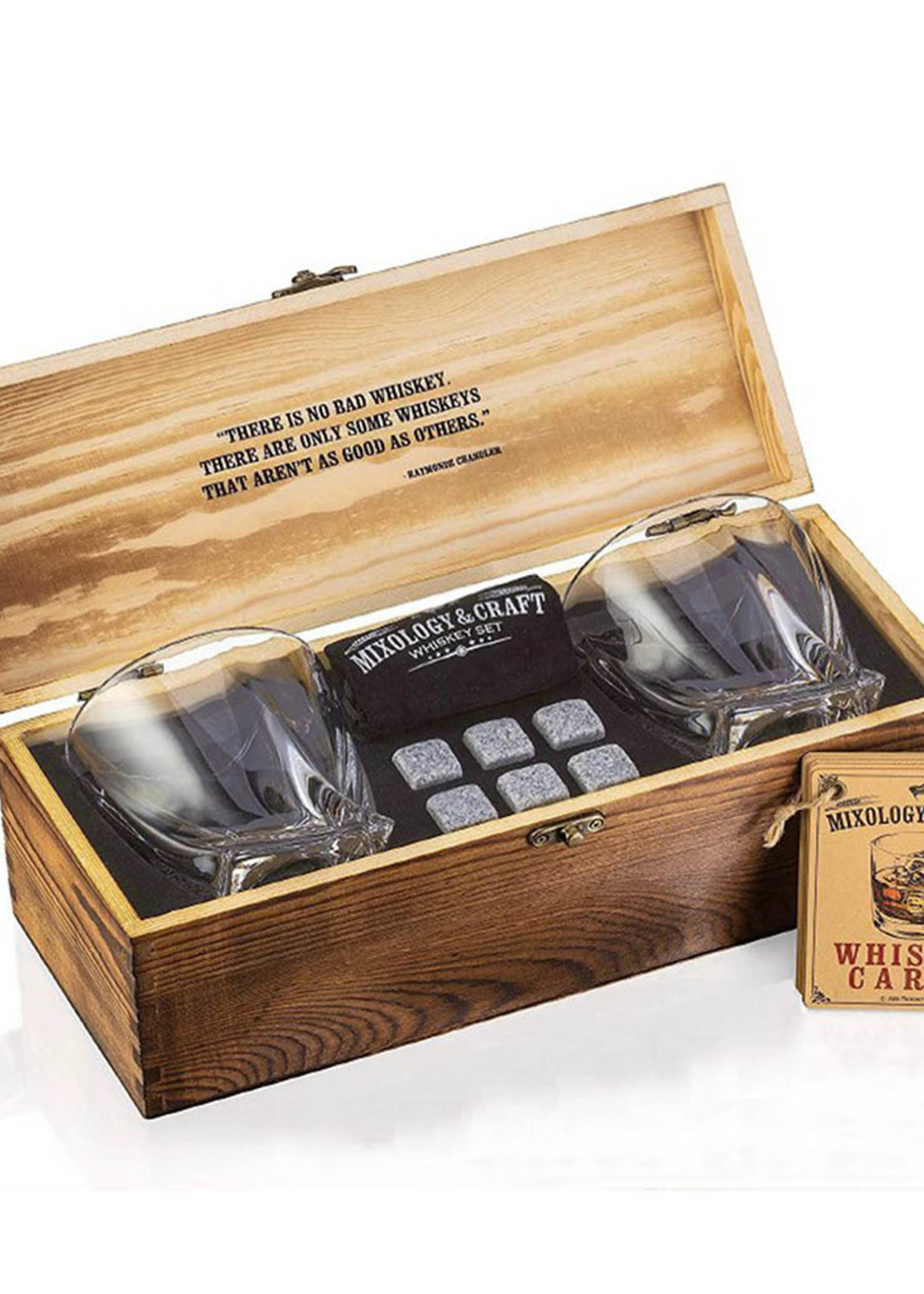 *s/2 Whiskey Glasses w/Stones in a Wooden Box-Splash