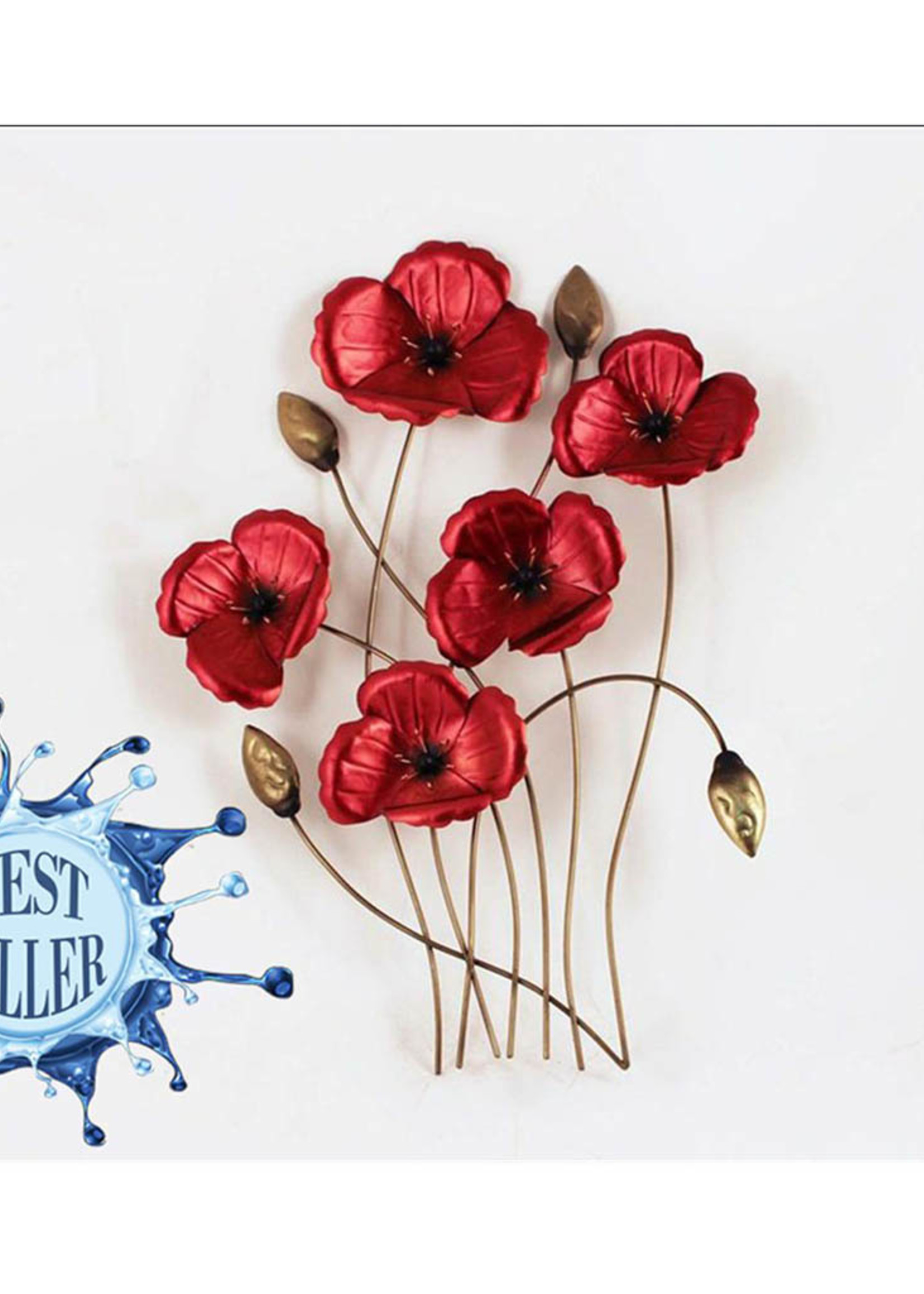 *Open Poppies Metal Wall Art-Splash