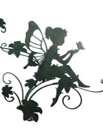 *Green Metal Fairy with Flowers Wall Art-Splash