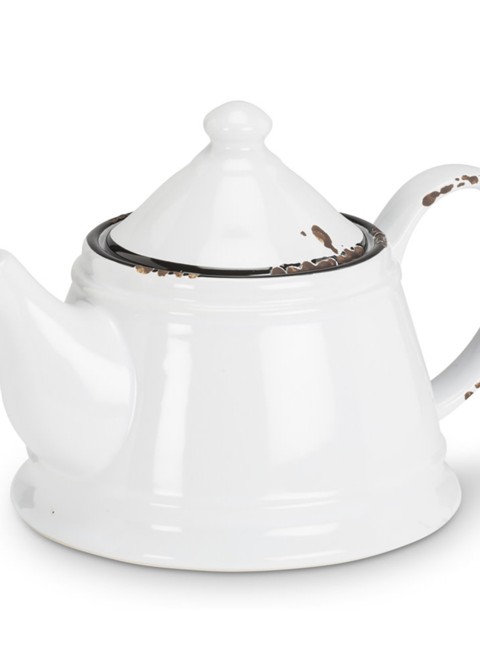 *32oz White Enamel Look Teapot-Abbott