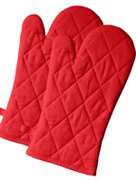 *pr Red Cotton Oven Mitts-Fabstyle