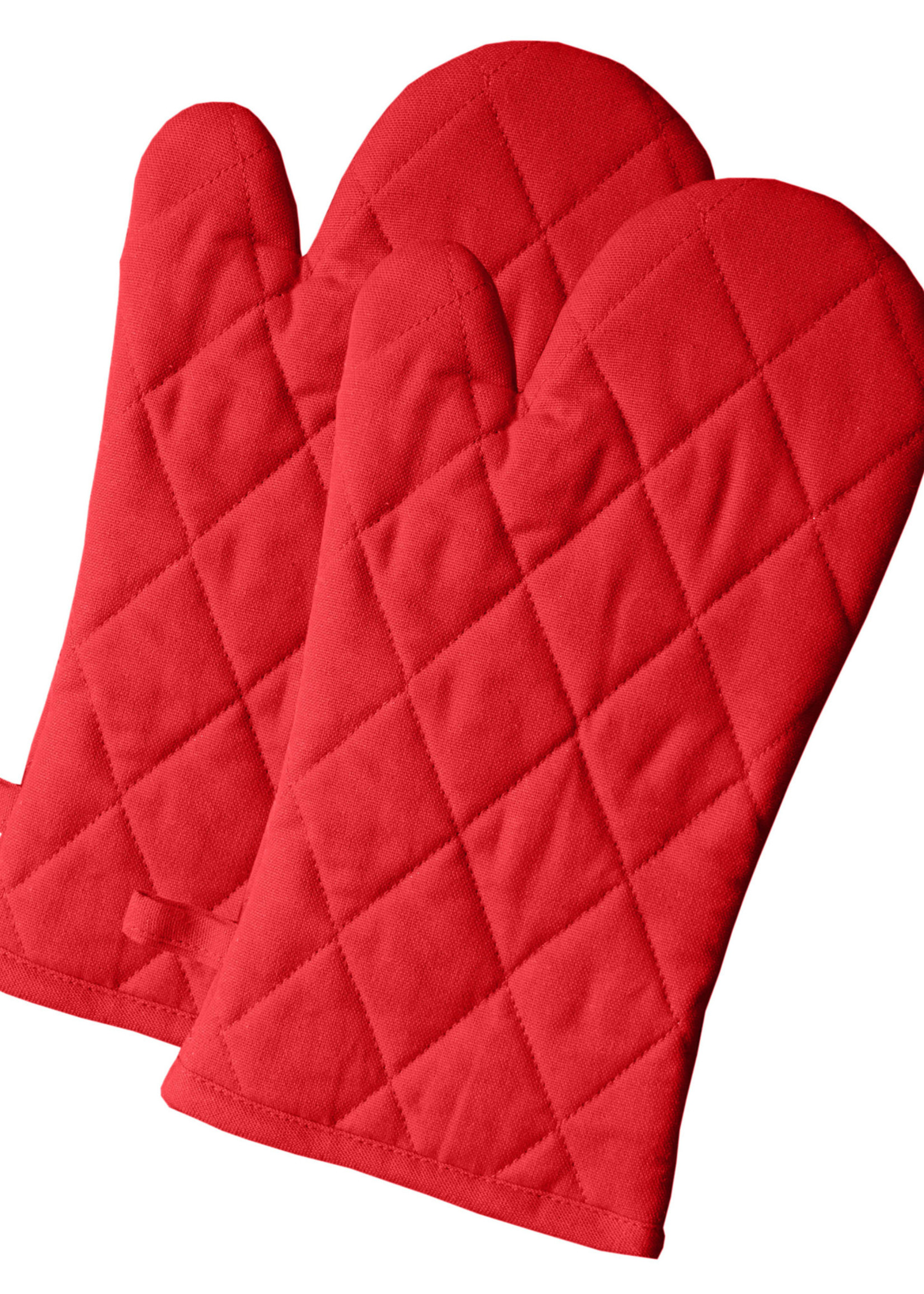 *pr Red Cotton Oven Mitts-Fabstyle