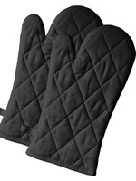 *pr Black Cotton Oven Mitts-Fabstyle