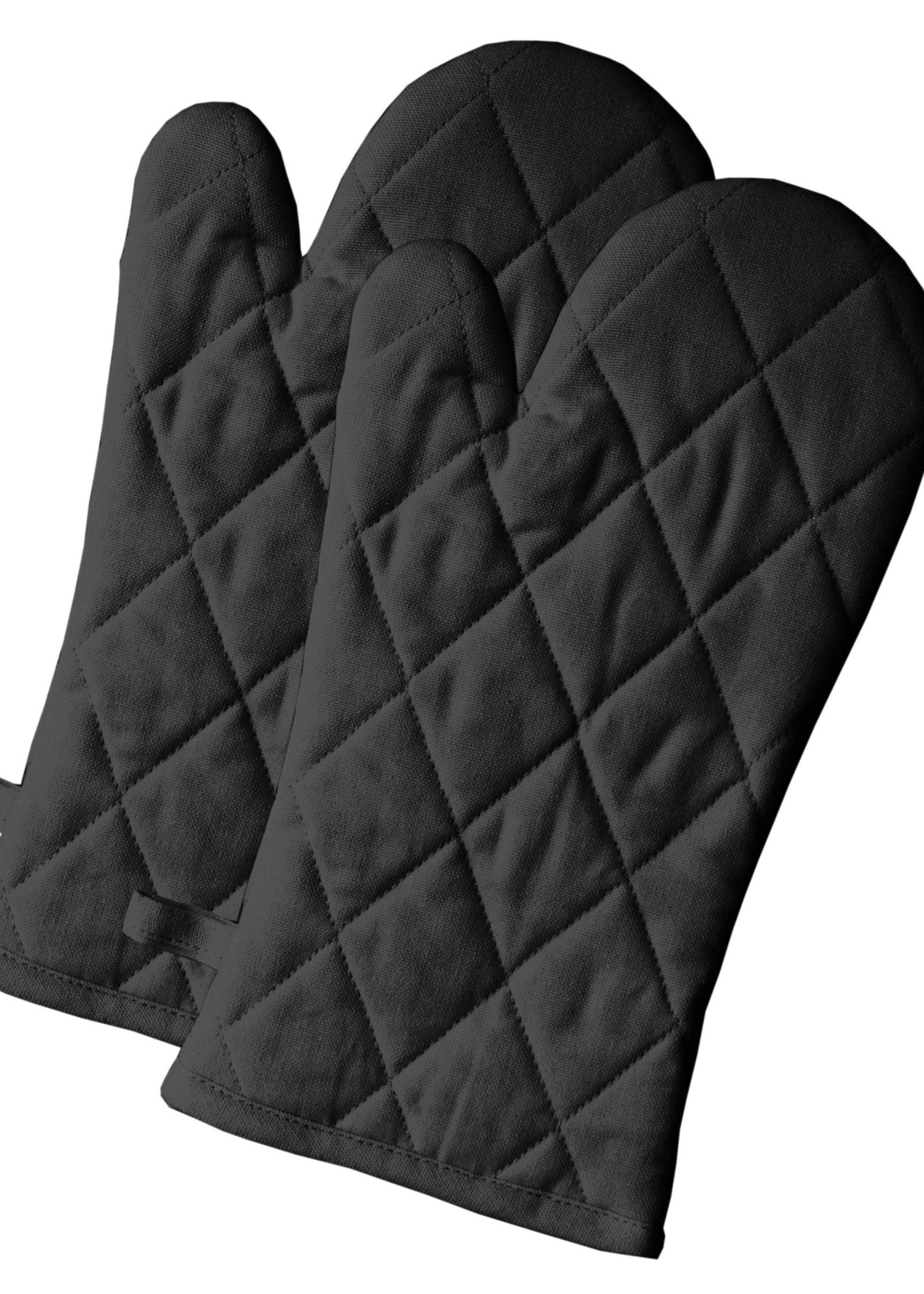 *pr Black Cotton Oven Mitts-Fabstyle