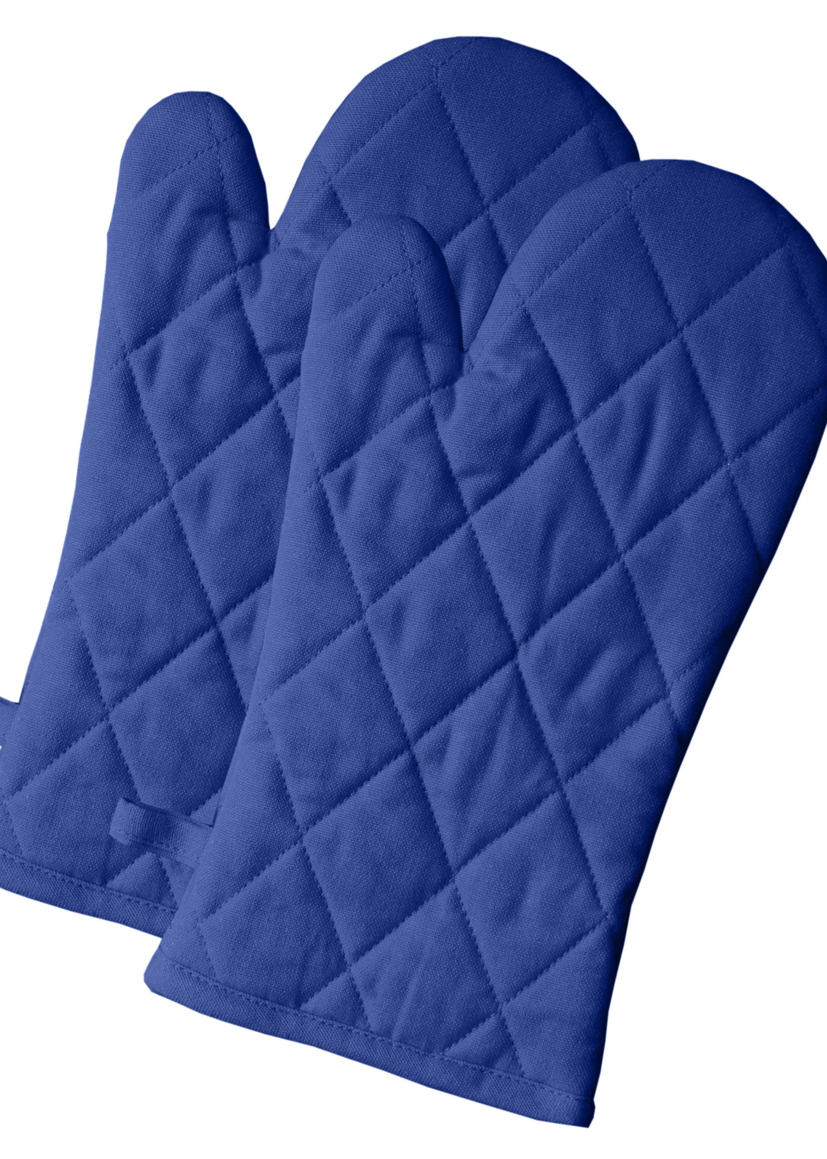 *pr Blue Cotton Oven Mitts-Fabstyle