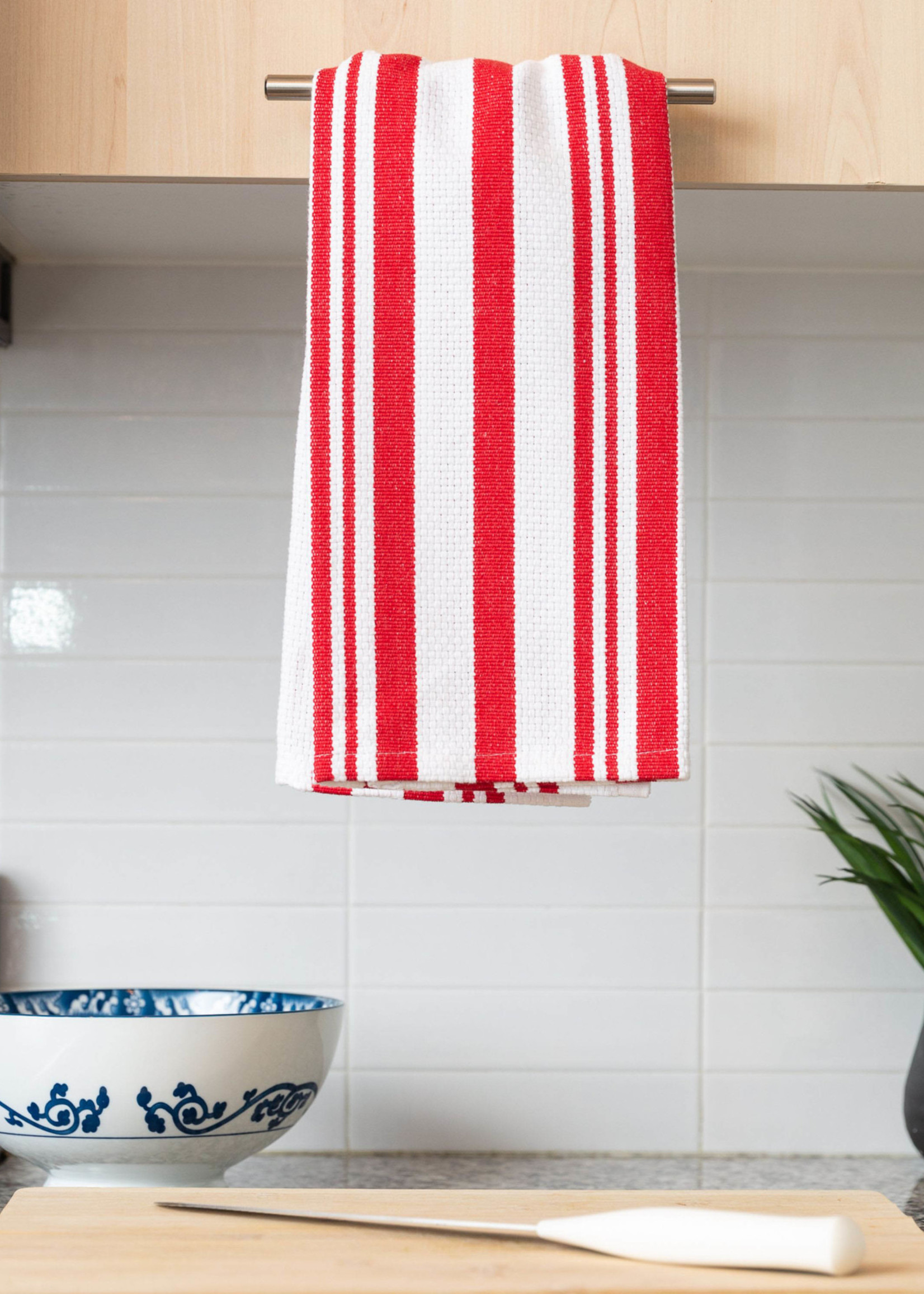 *Red/White Broadway Stripe TeaTowel-Fabstyles