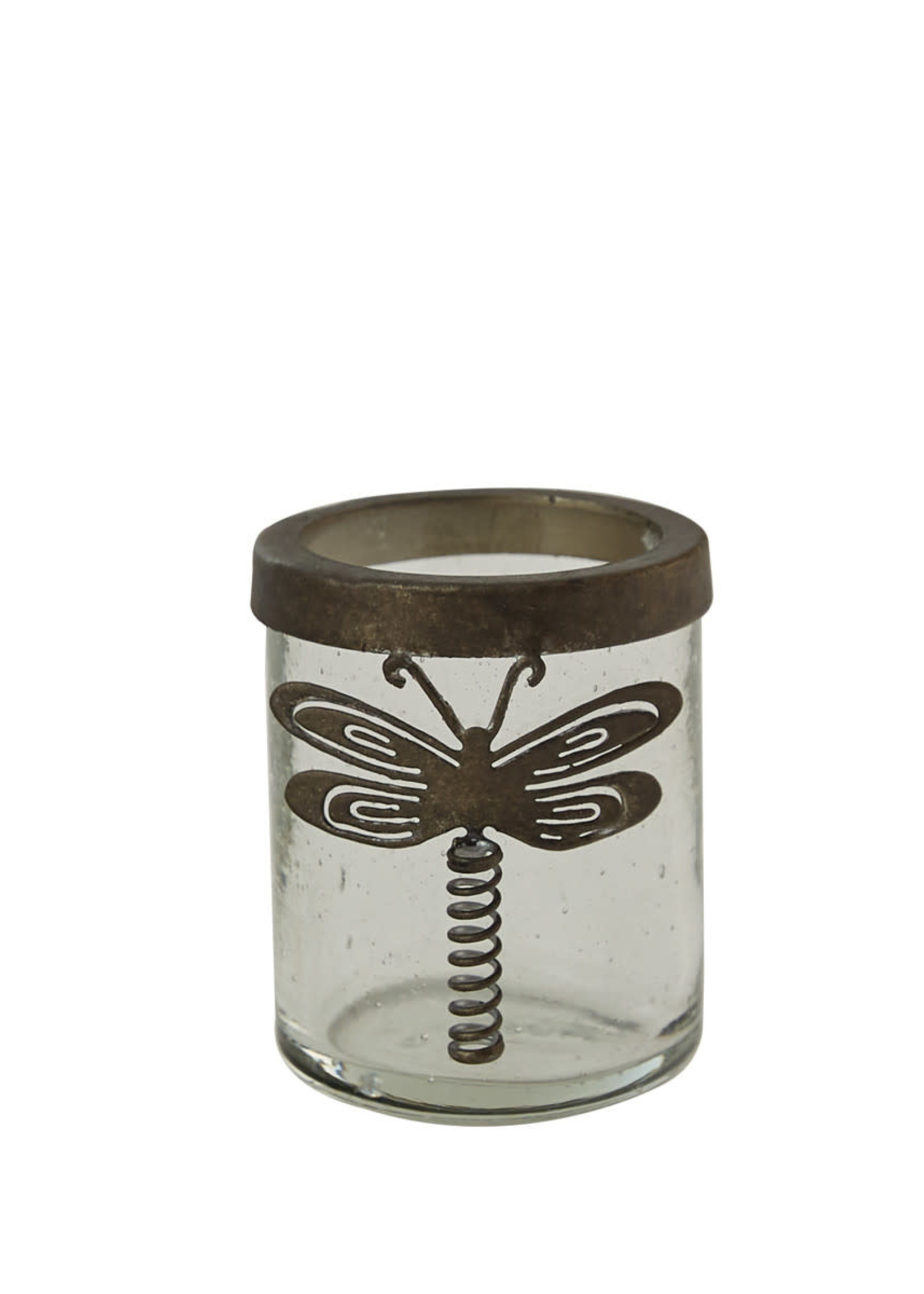 *3.25" Galvanized Dragonfly Votive Candle Holder-Park