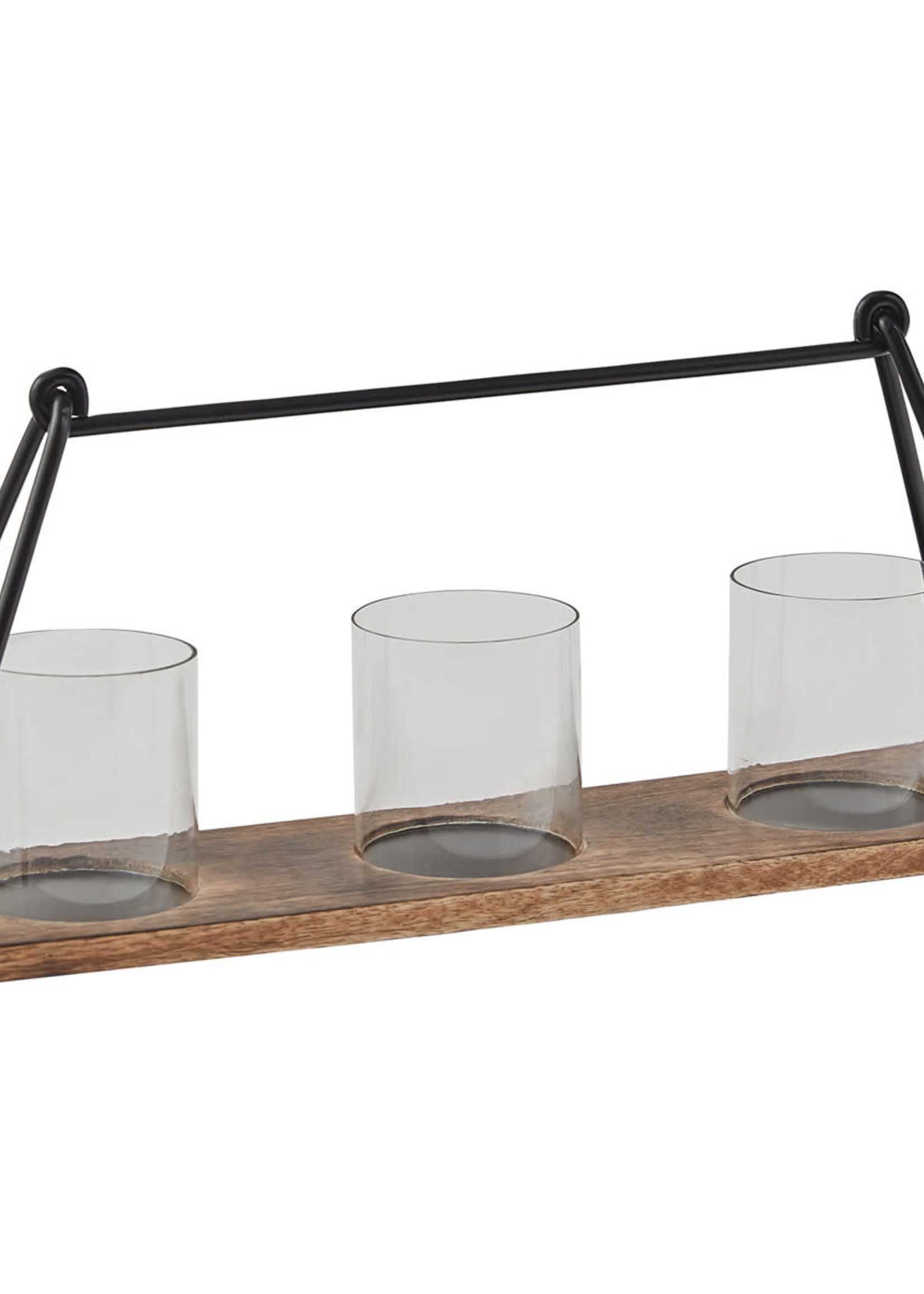 *Wood Base and Metal Loop 3 Candle Centrepiece-Park