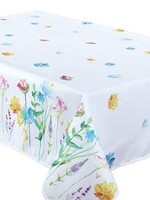 *58x94" White Floral Border Garden Party Table Cloth-Tesxtyles