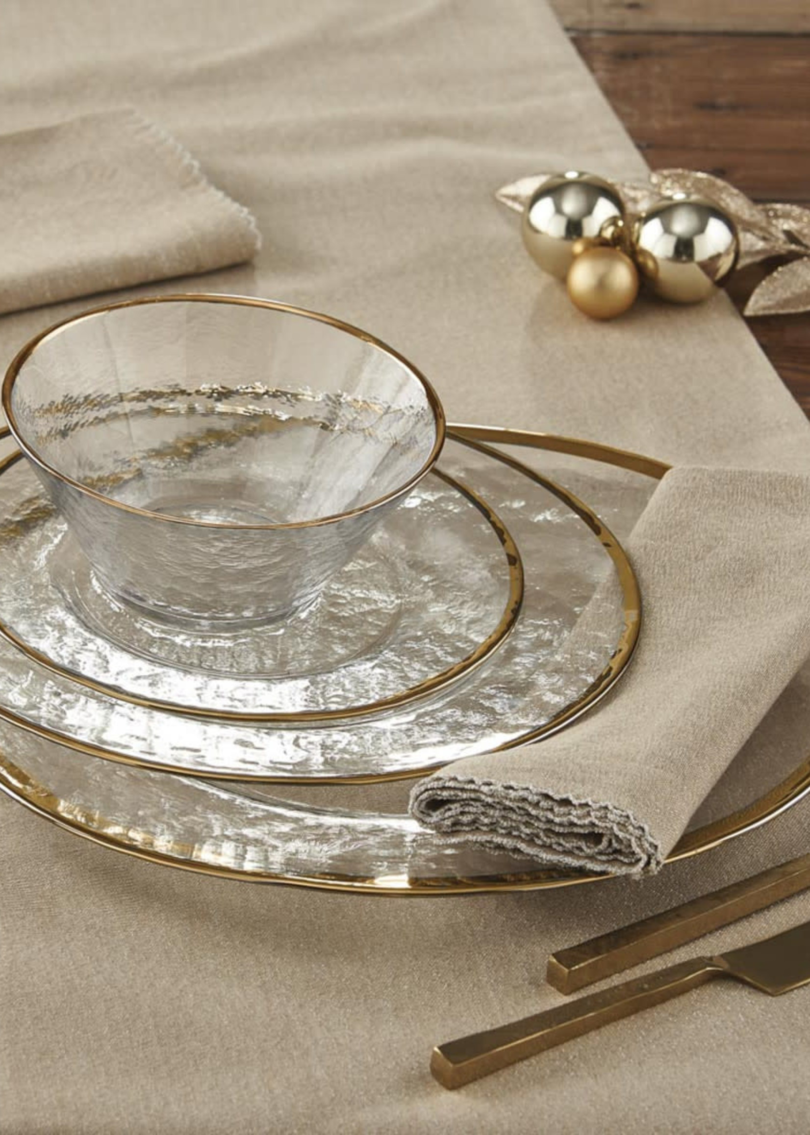 *12.75" Gold Rimmed Glass Platter-Park