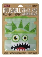 *s/4 Green Monster Reusable Snack/Sandwich Bags-Port-Style