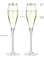 Viski *s/2 Gold Rimmed Champagne Flutes Viski-Design