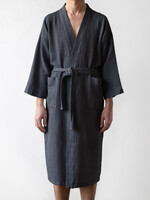 *Xlg Dark Grey Linen Waffle Bathrobe-Spruce