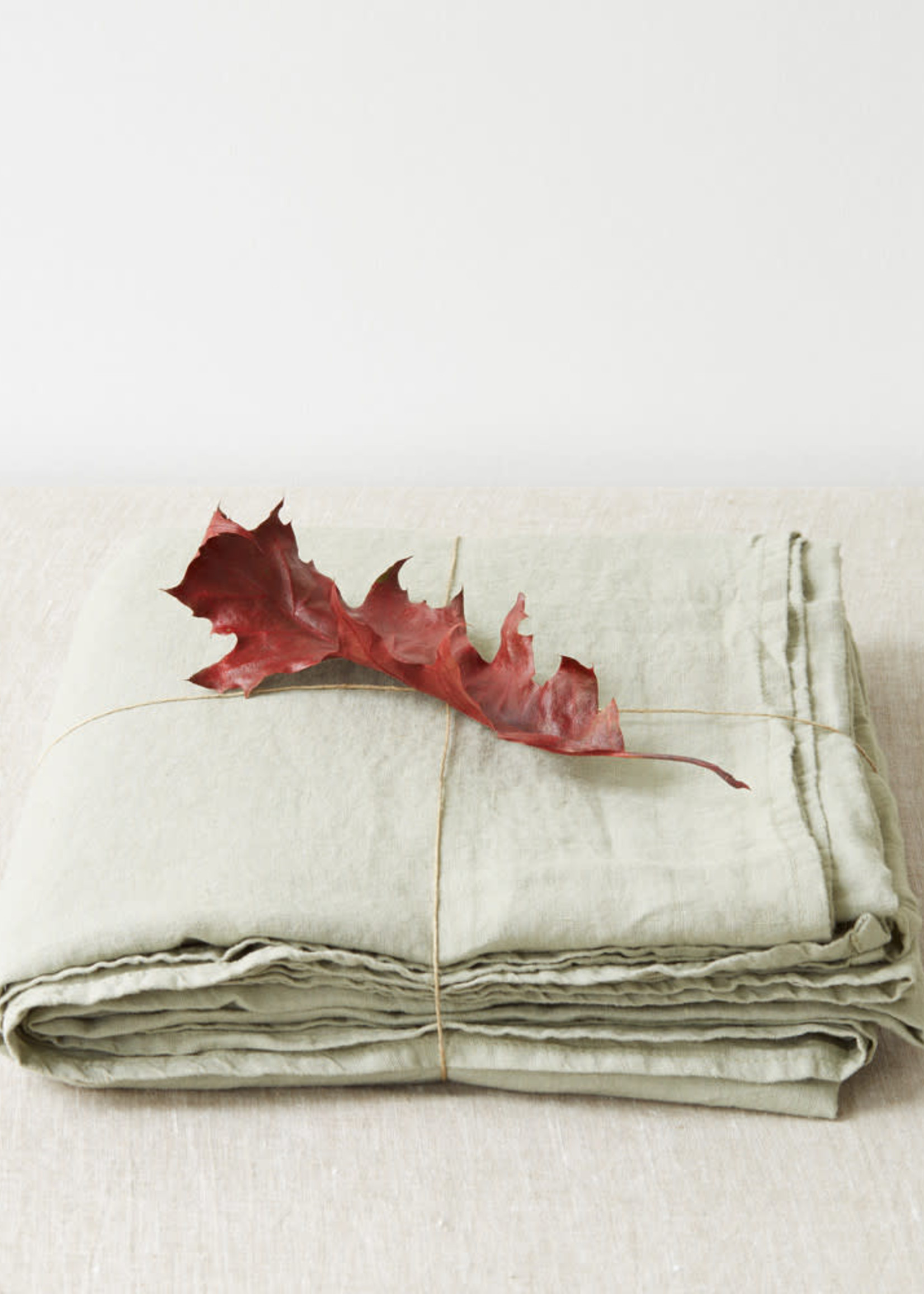 *Qn Sage Linen Flat Sheet-Spruce