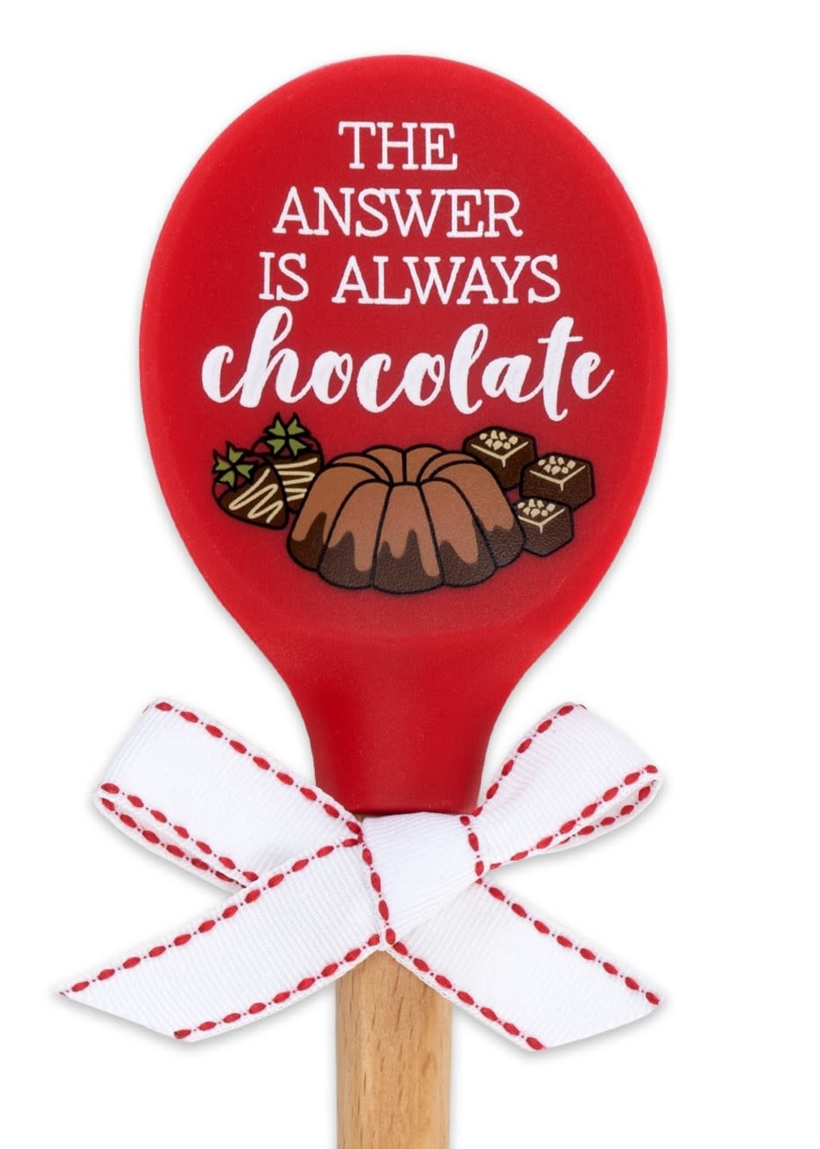 *Chocolate is the Answer Silicone Spoon w/Wooden Handle-Brownlow