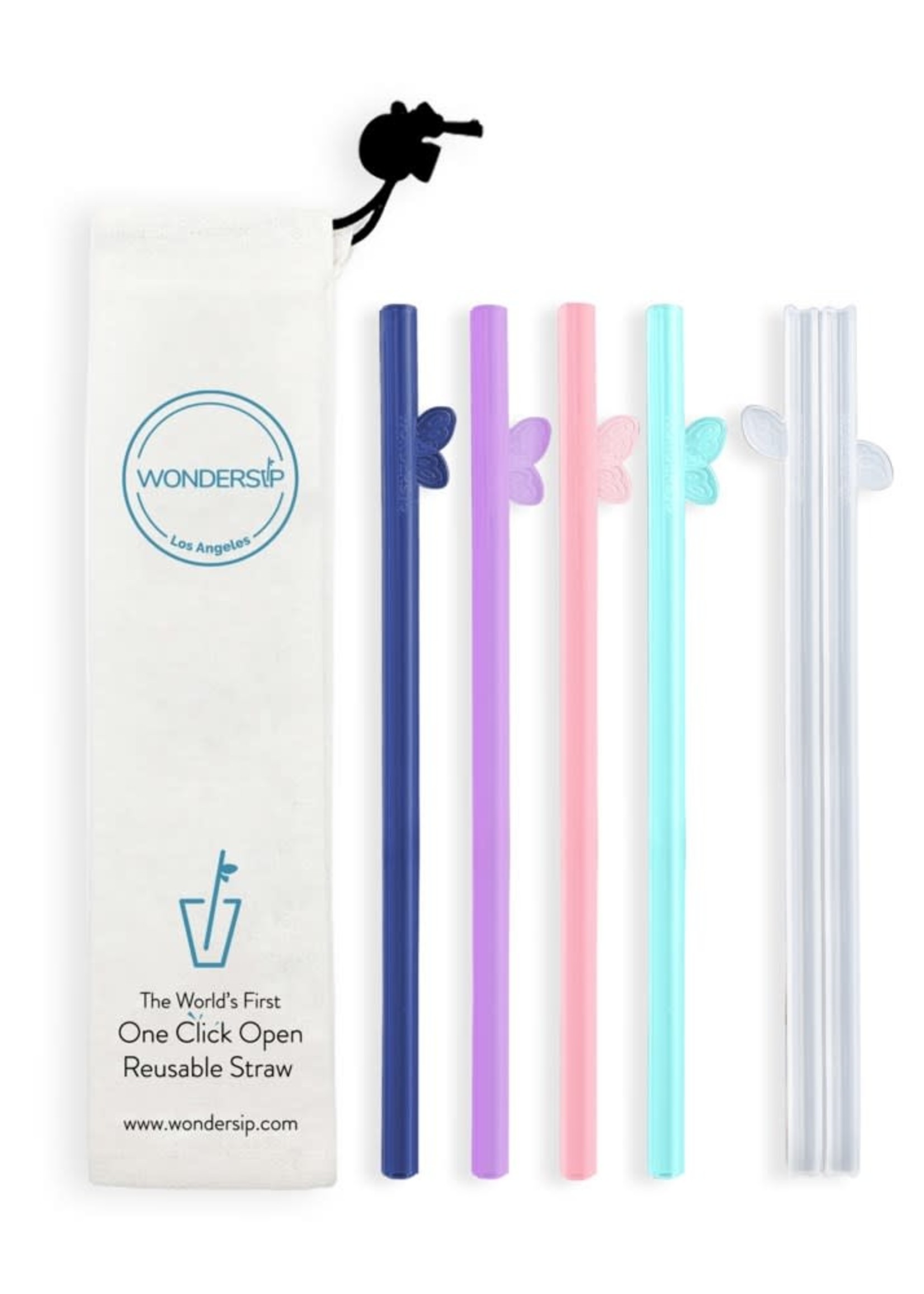 *s/5 8.5"Coloured Reusable Wings Straws Wondersip-Bella Flor