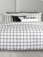 *Qn Black/White Check Cotton/Linen Blend Duvet Cover w/Shams-RJS