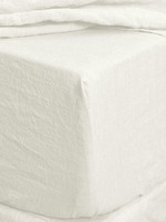 *Qn White Cotton Linen Blend Freeport Sheet Set-RJS