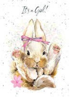 *Girl Bunny New Baby Card-Bella Flor