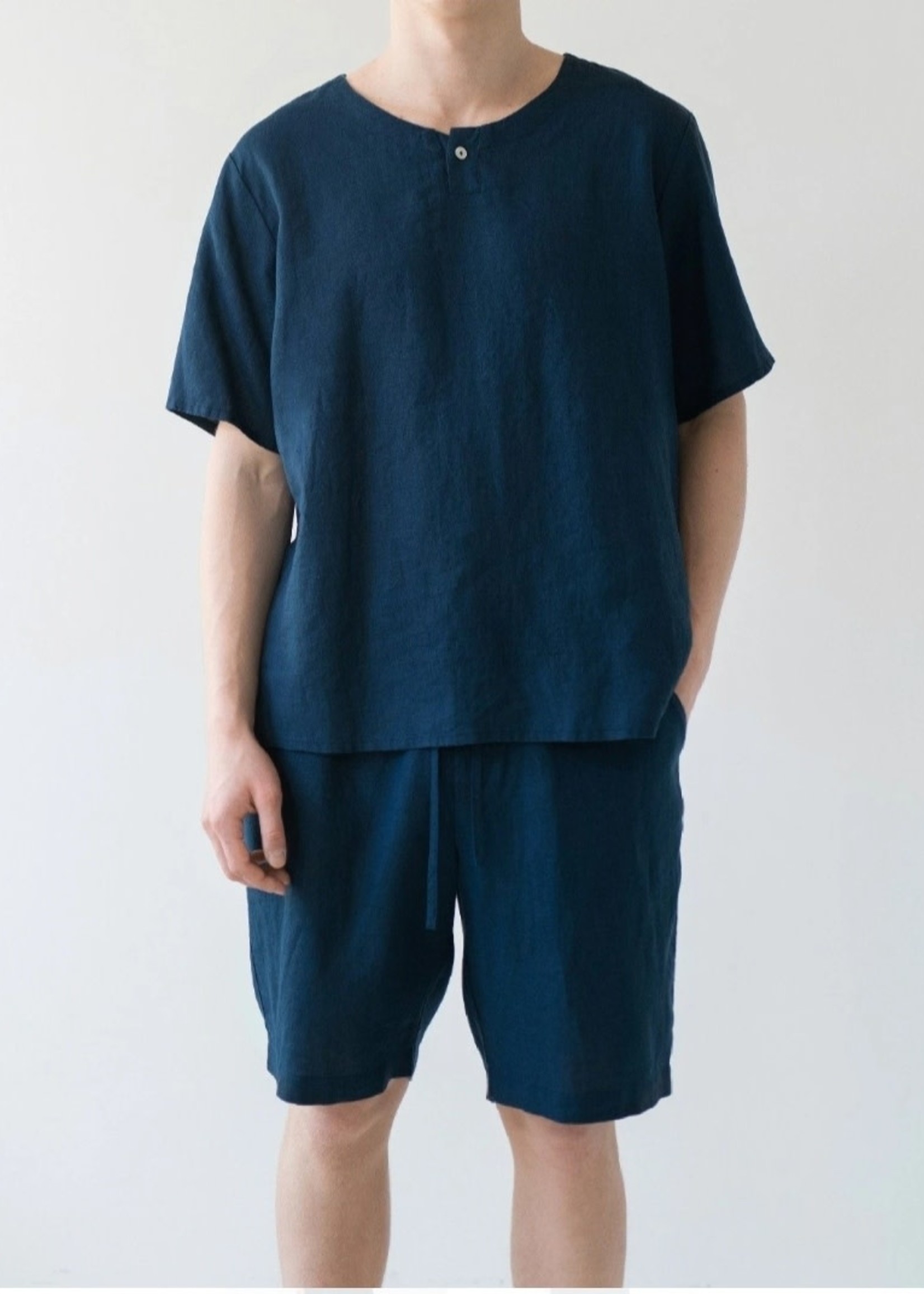 *Men's  XL Navy Pyjama Set Linen Tales-Spruce