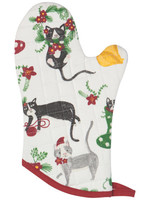 *s/2 White Meowy Christmas Oven Mitts-Danica