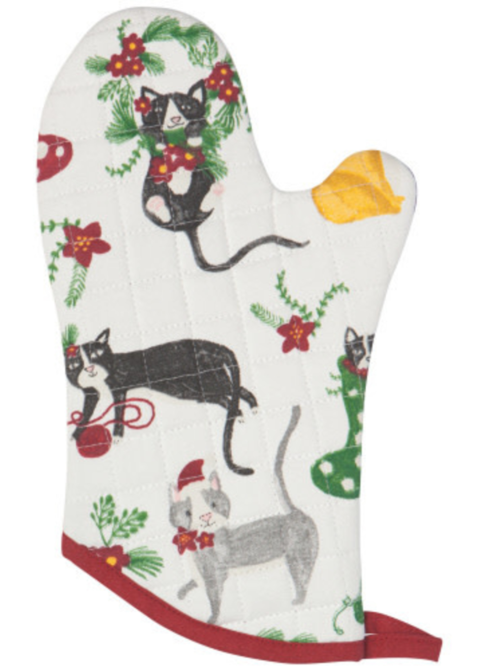 *s/2 White Meowy Christmas Oven Mitts-Danica