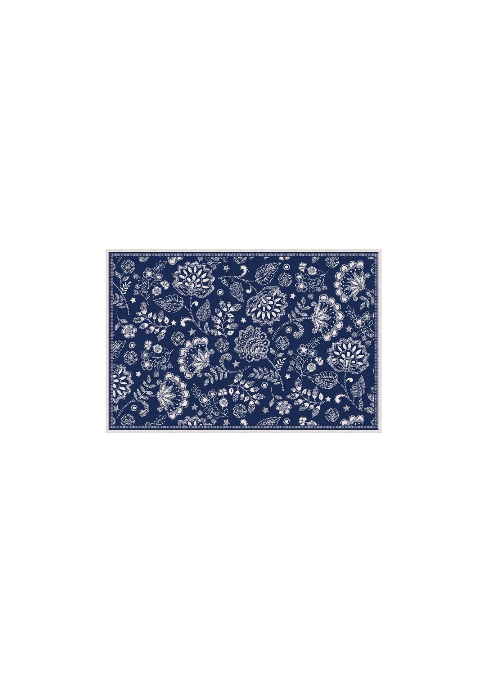 Floor Flair *2x3' Vinyl Blue Floral Mat-Canfloyd