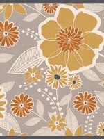 Floor Flair *2x3' Grey/Orange/Rust Vinyl Tuscan Floral Mat-Canfloyd