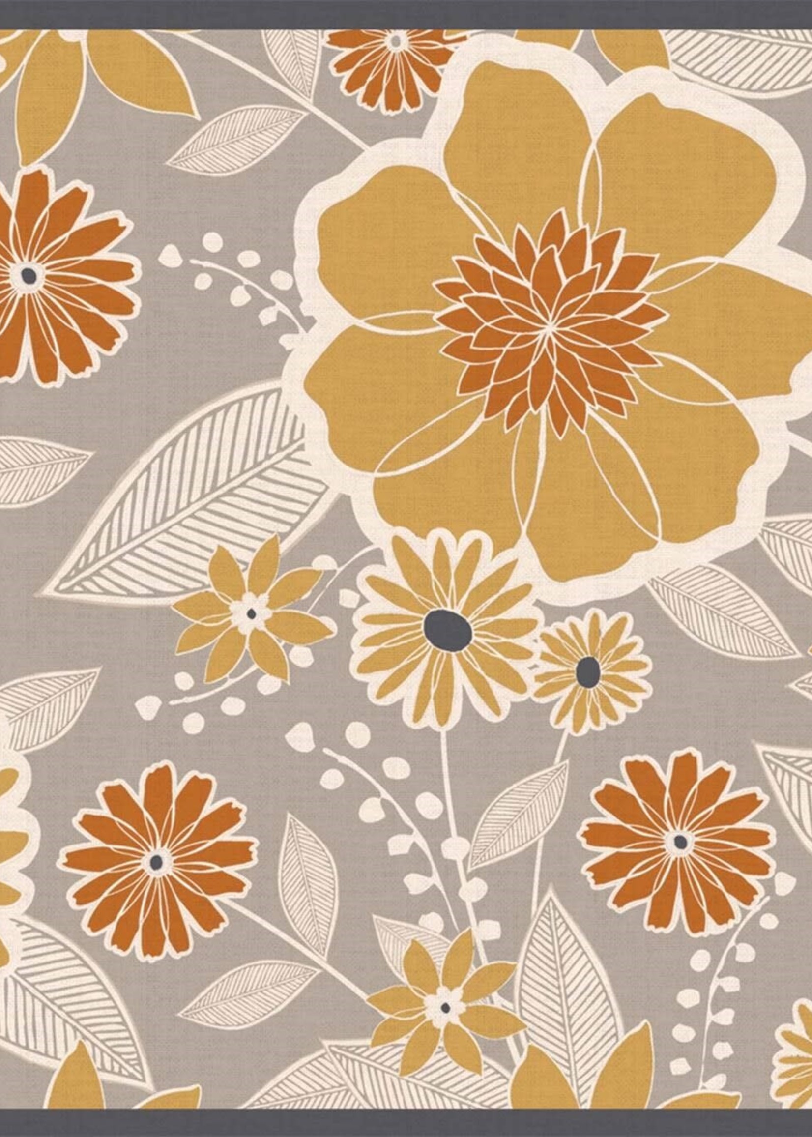 Floor Flair *2x3' Grey/Orange/Rust Vinyl Tuscan Floral Mat-Canfloyd