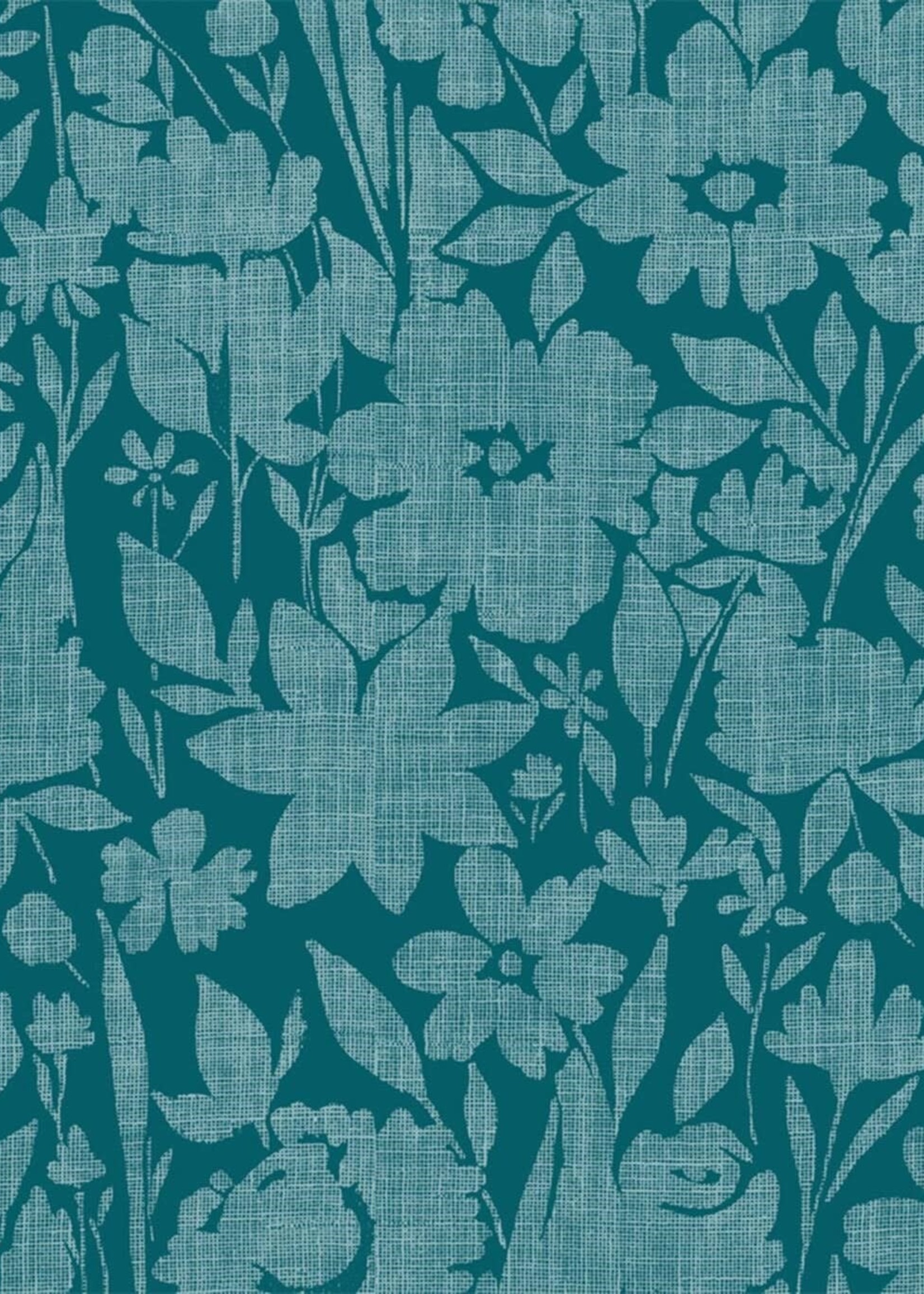 Floor Flair *2x3' Teal Vinyl Denby Floral Mat-Canfloyd