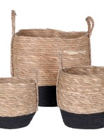 North American Country Home *Md Black/Natural Basket with Handles-NACH