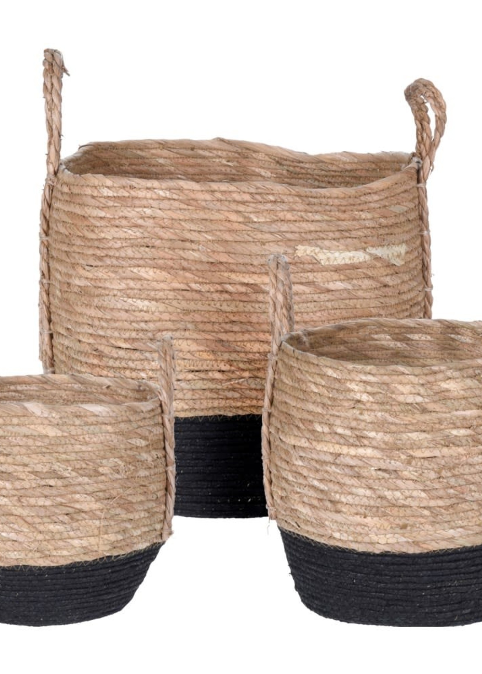 North American Country Home *Md Black/Natural Basket with Handles-NACH